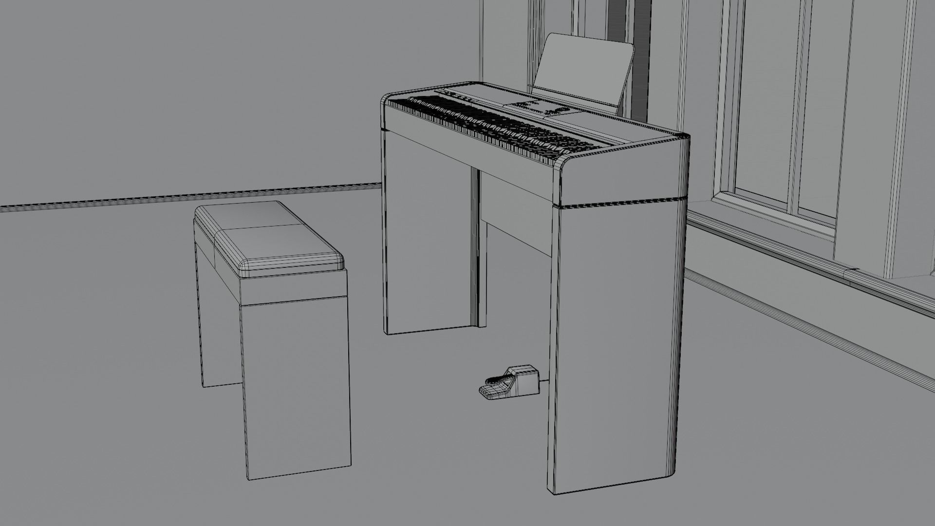 Electronic Piano Low-poly 3D model_24