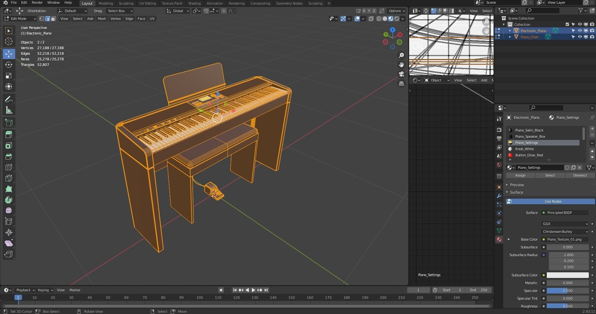 Electronic Piano Low-poly 3D model_27