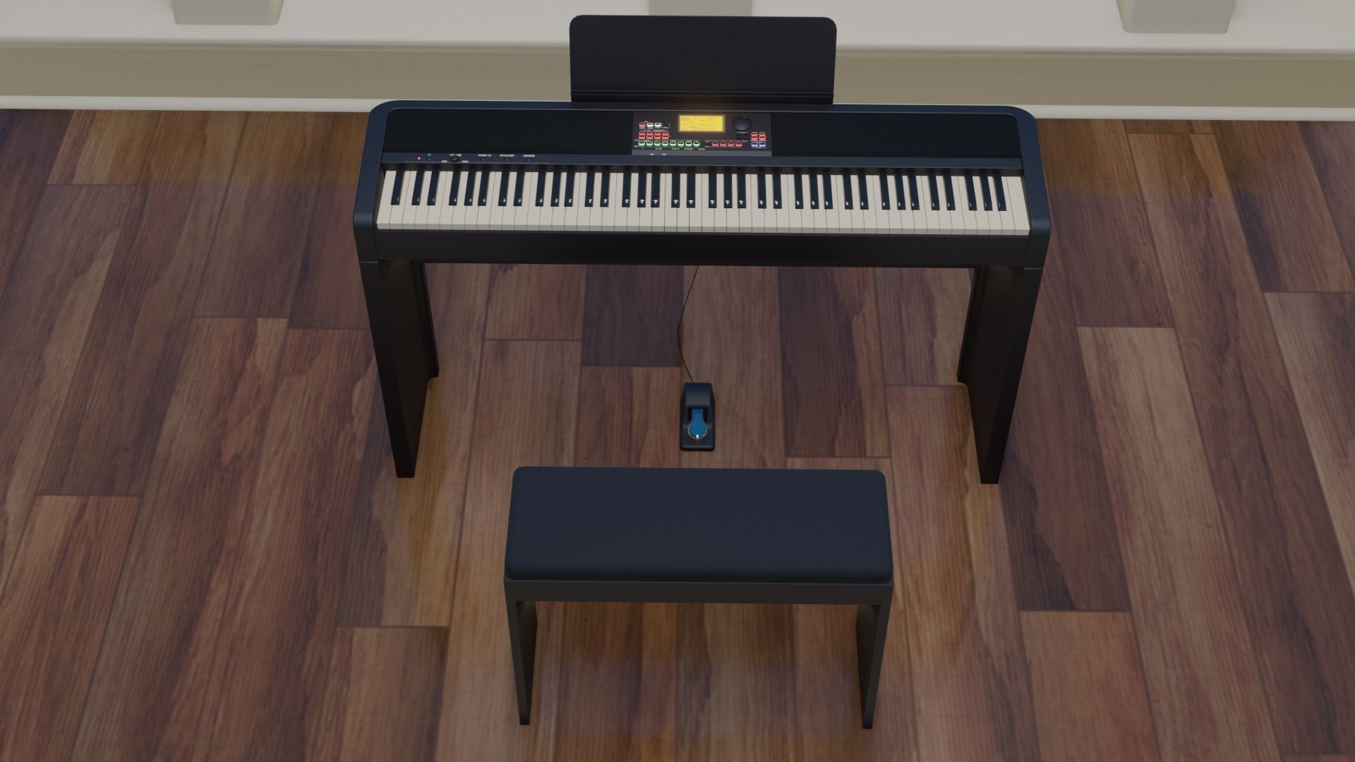 Electronic Piano Low-poly 3D model_4