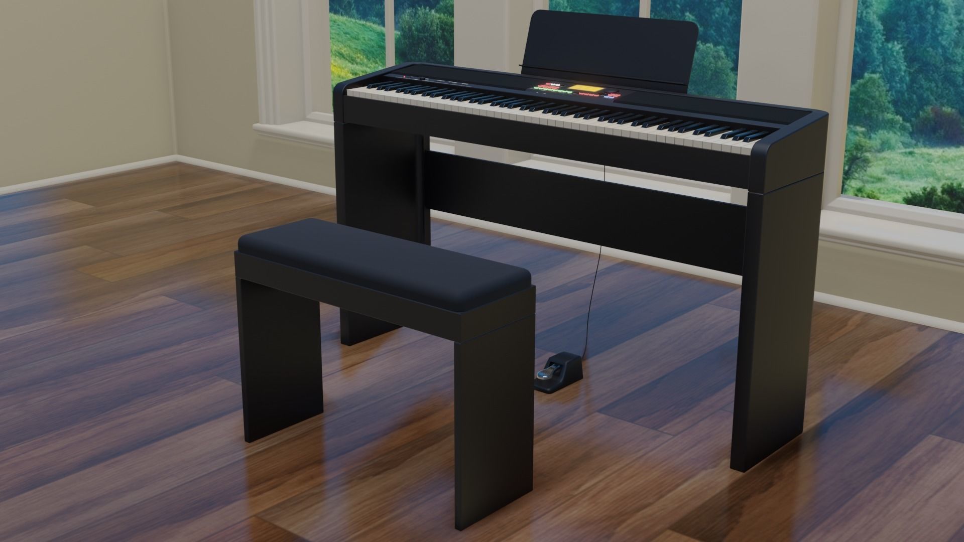 Electronic Piano Low-poly 3D model_3