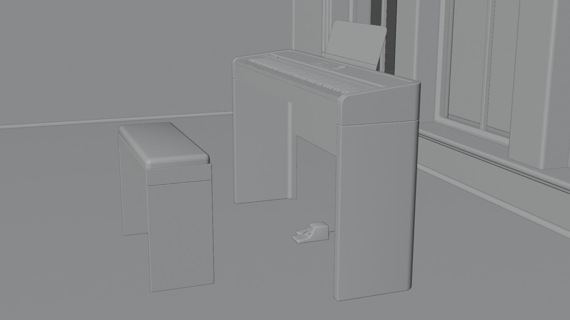 Electronic Piano Low-poly 3D model_16