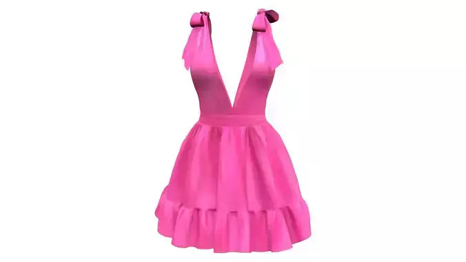 Mini Ruffled Skirt Pink Dress