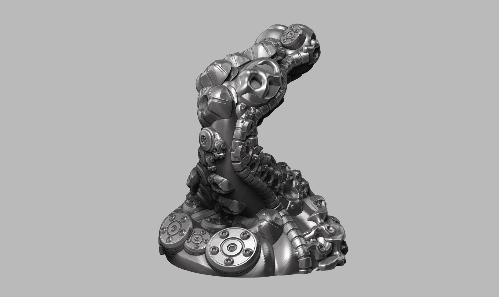 modern abstract robotic sculpture a180 3D print model_3