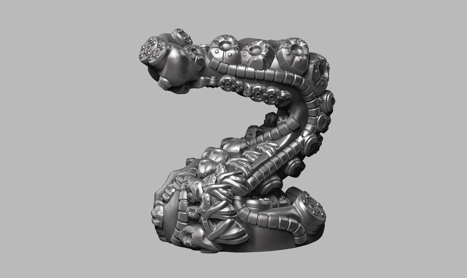 modern abstract robotic sculpture a180 3D print model_7