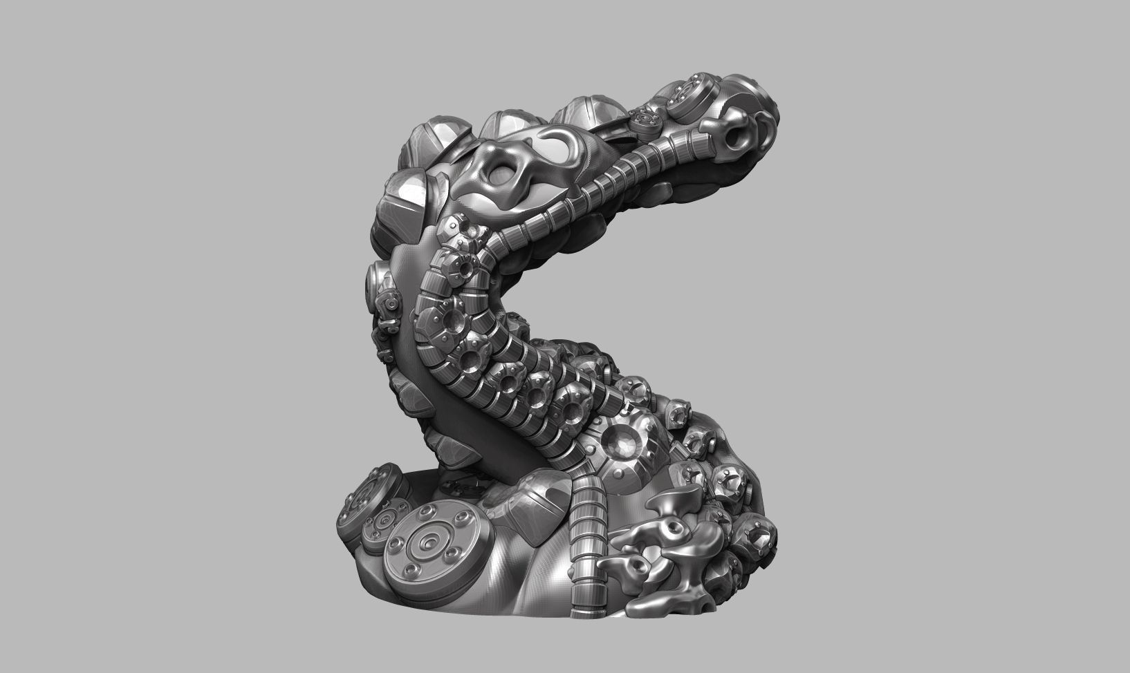 modern abstract robotic sculpture a180 3D print model_2