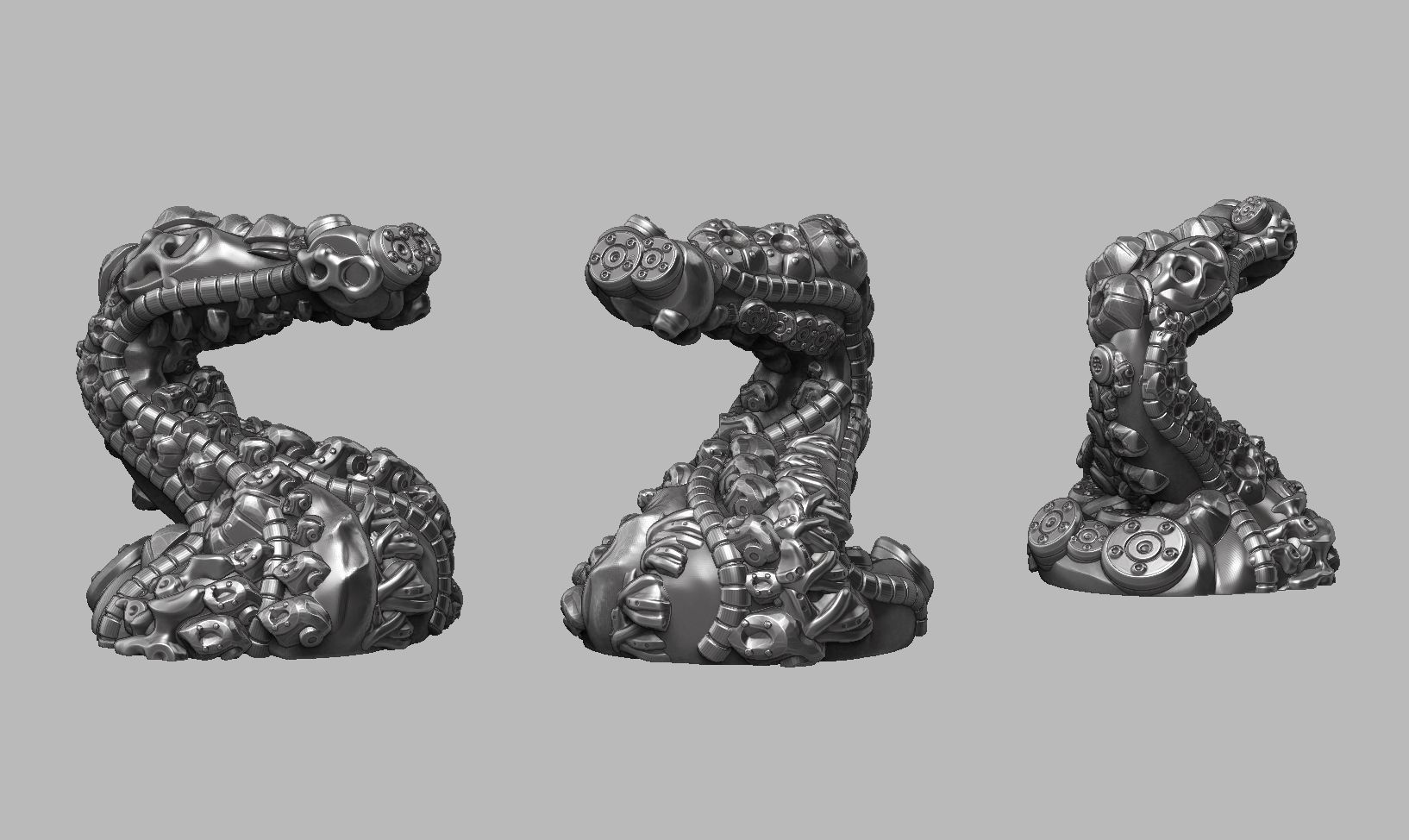 modern abstract robotic sculpture a180 3D print model_9