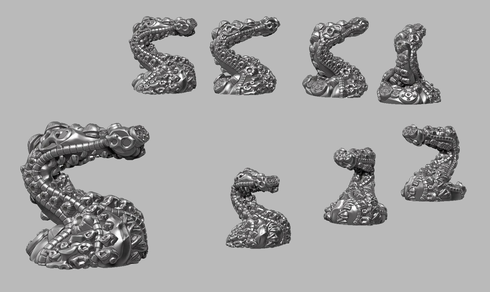 modern abstract robotic sculpture a180 3D print model_8