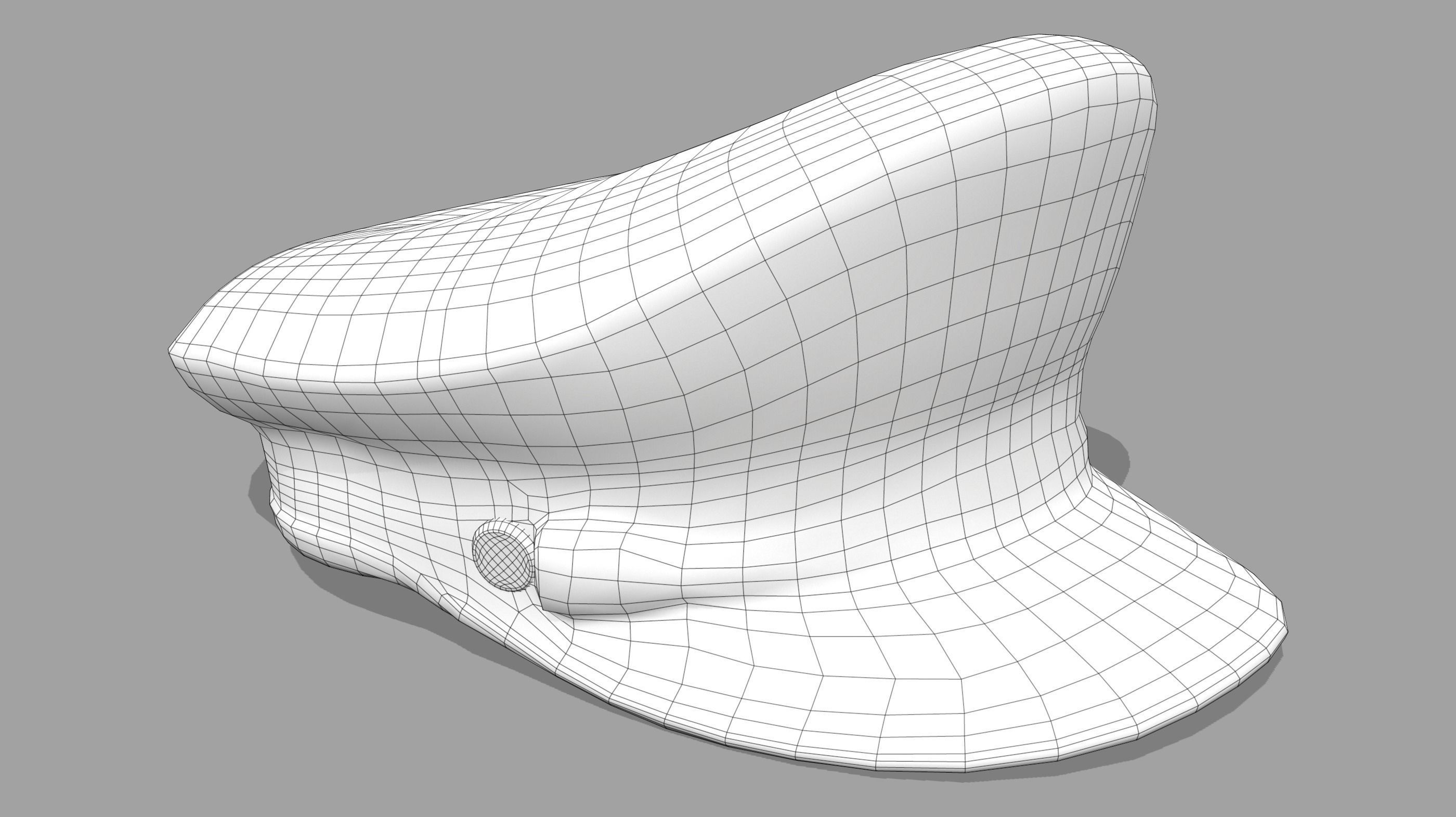 Futuristic Commander Hat Low-poly 3D model_6