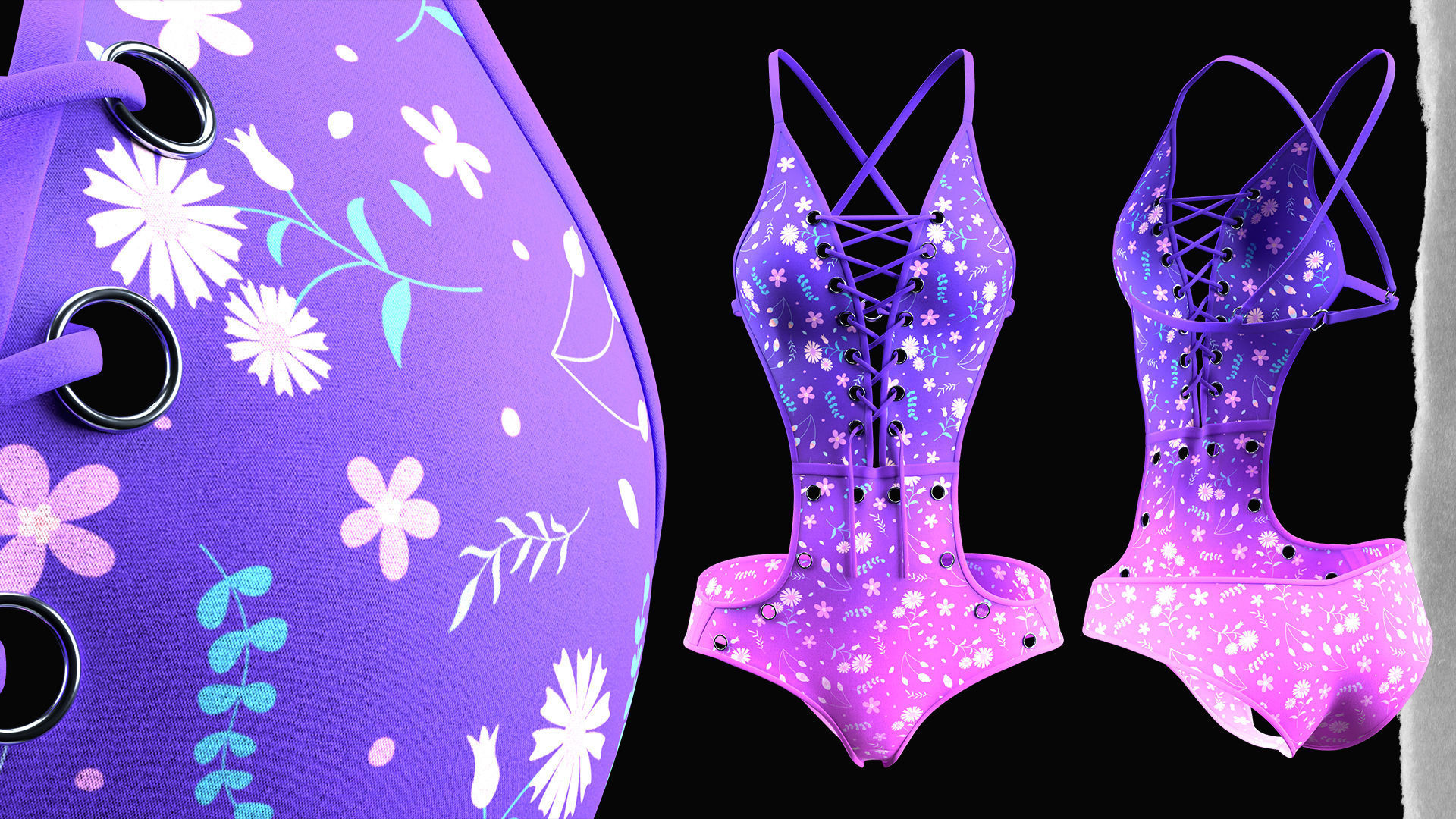 One Piece Bikini 09 Low-poly 3D model_2