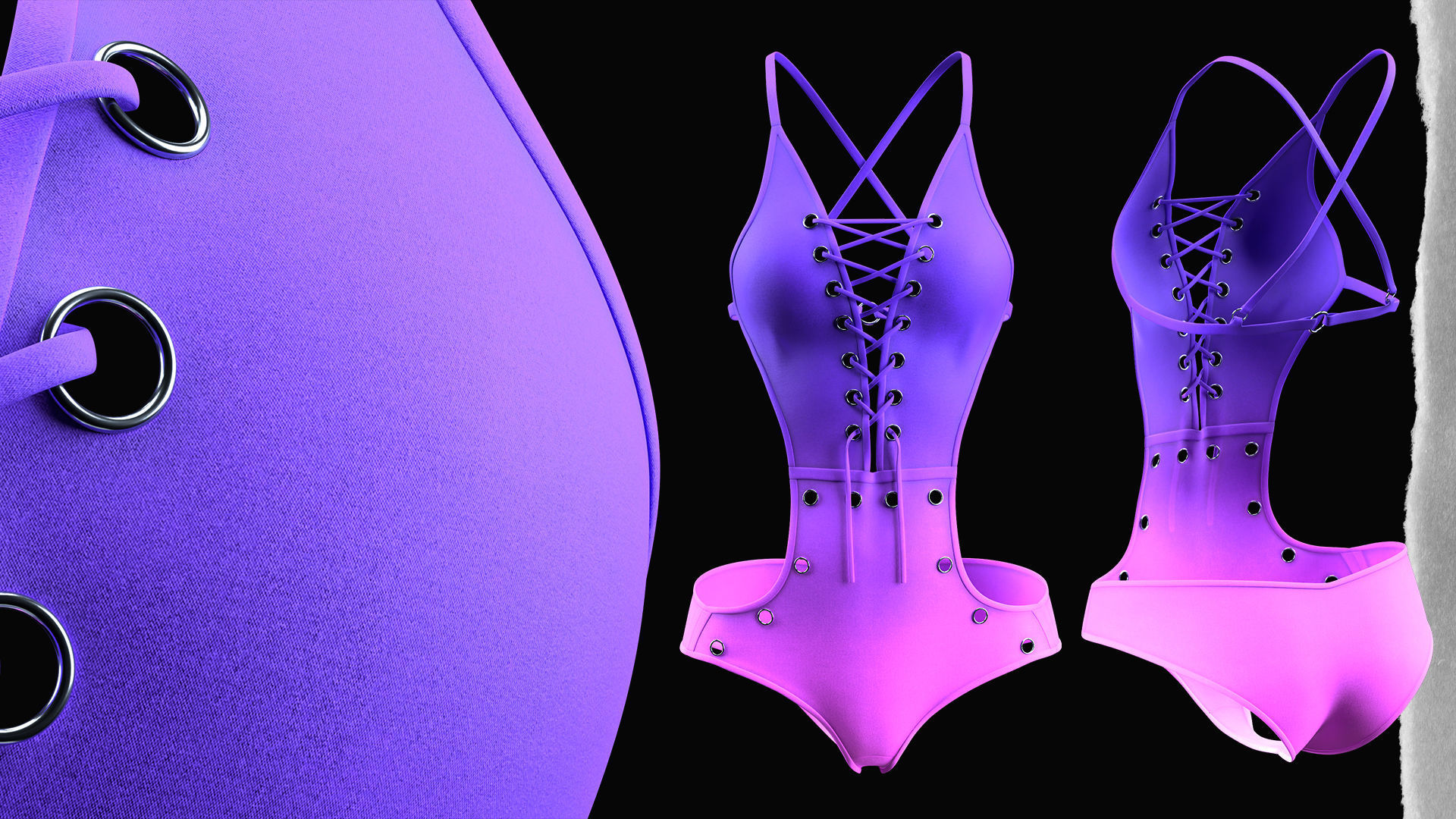 One Piece Bikini 09 Low-poly 3D model_4