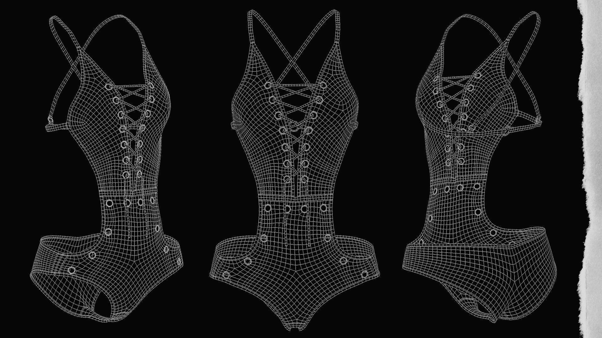 One Piece Bikini 09 Low-poly 3D model_5