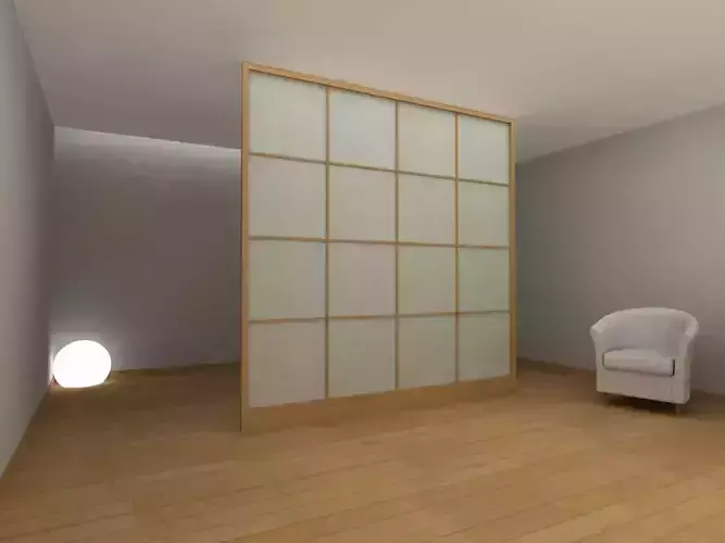 Shoji door static Free 3D model