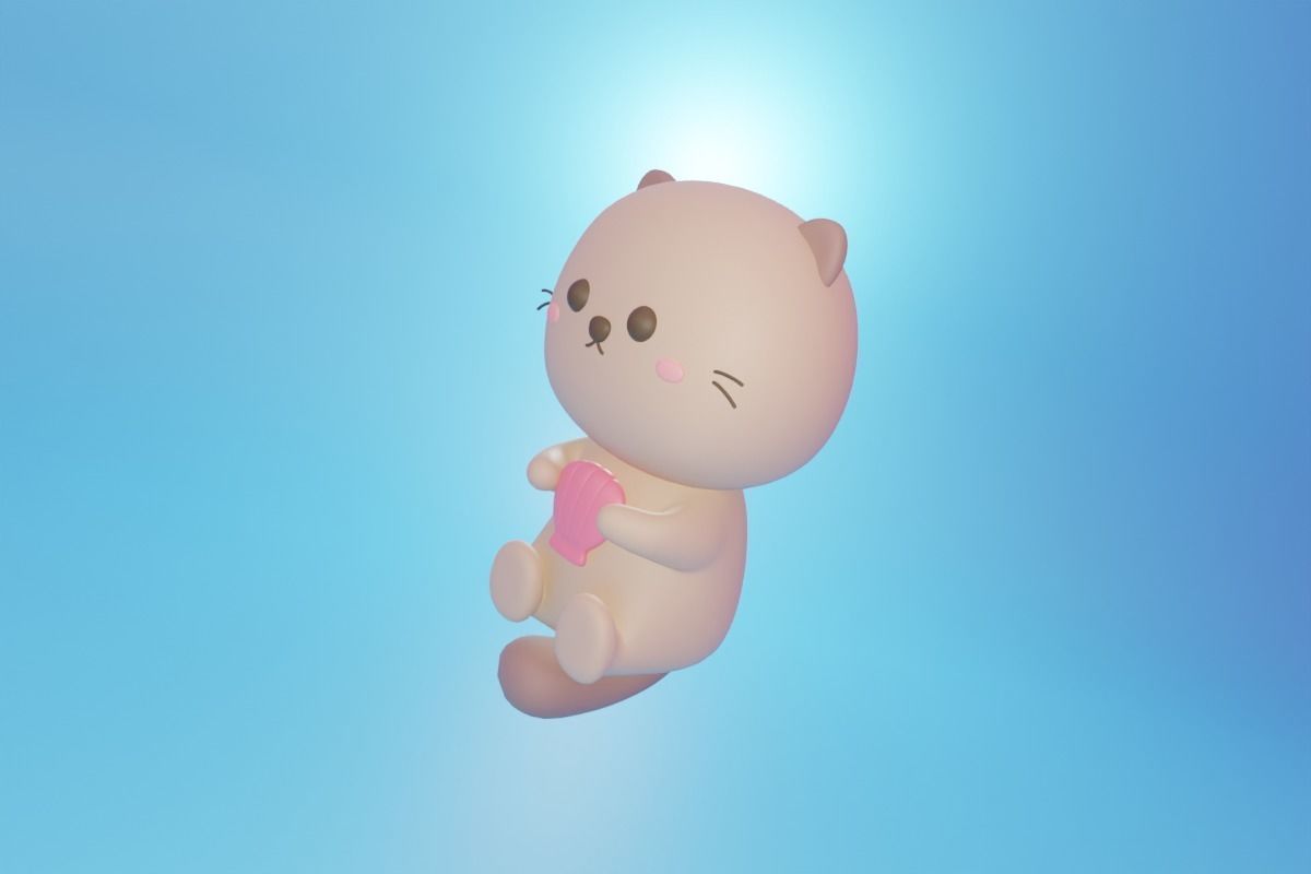Cute Sea Otter 3D model_1