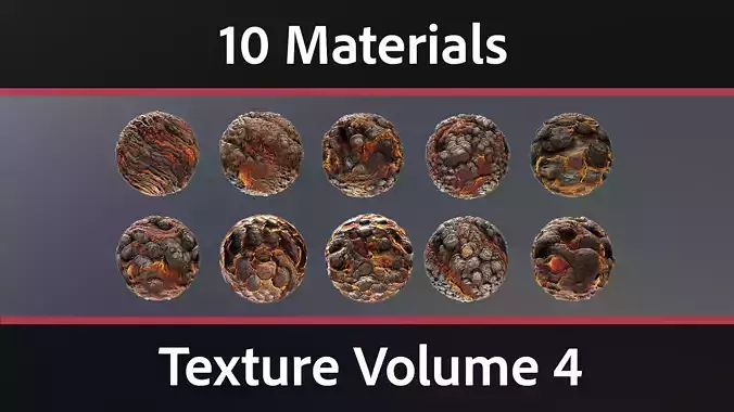 10 Materials Lava Seamless PBR Volume 4 Texture