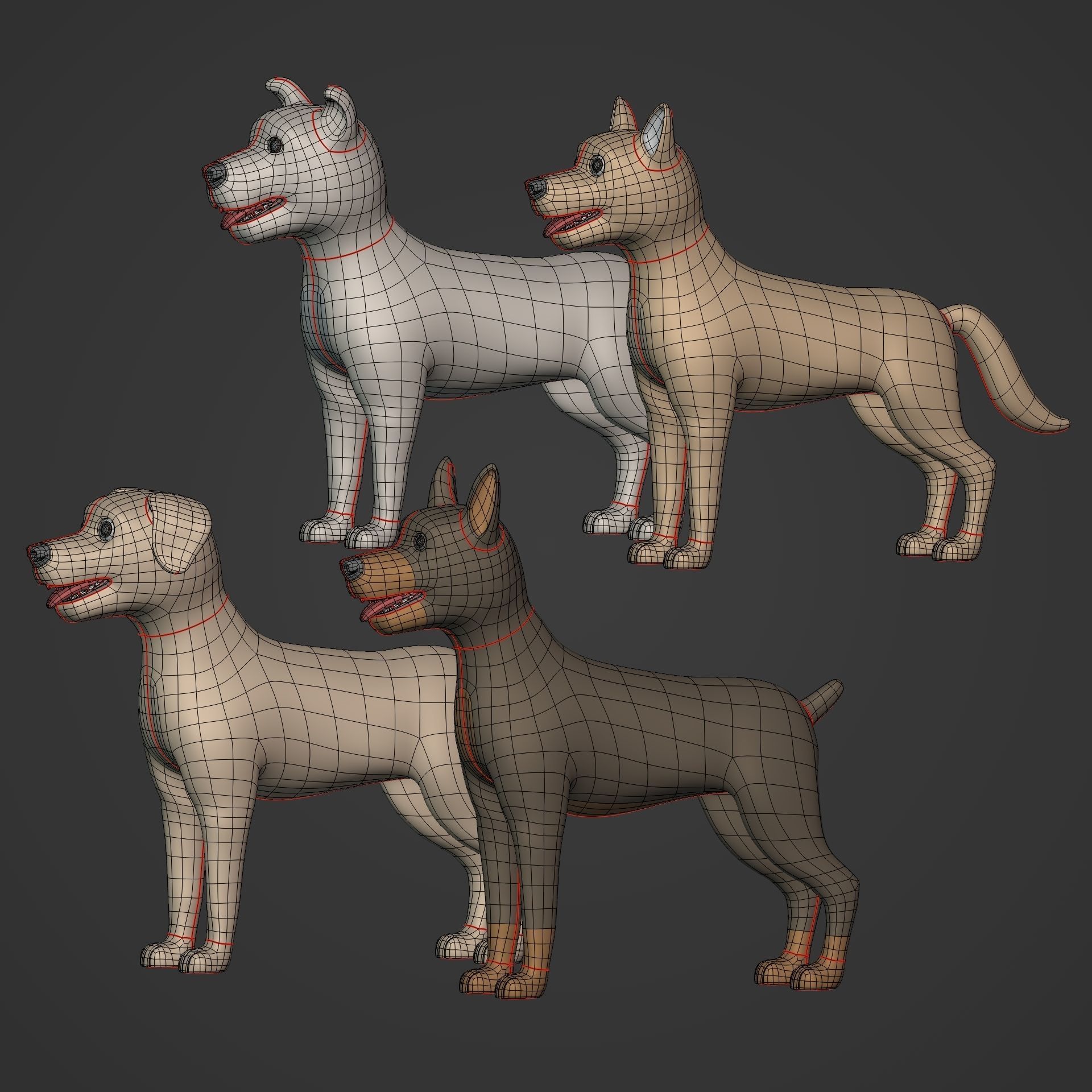 Cartoon Dog Low-poly 3D model_5