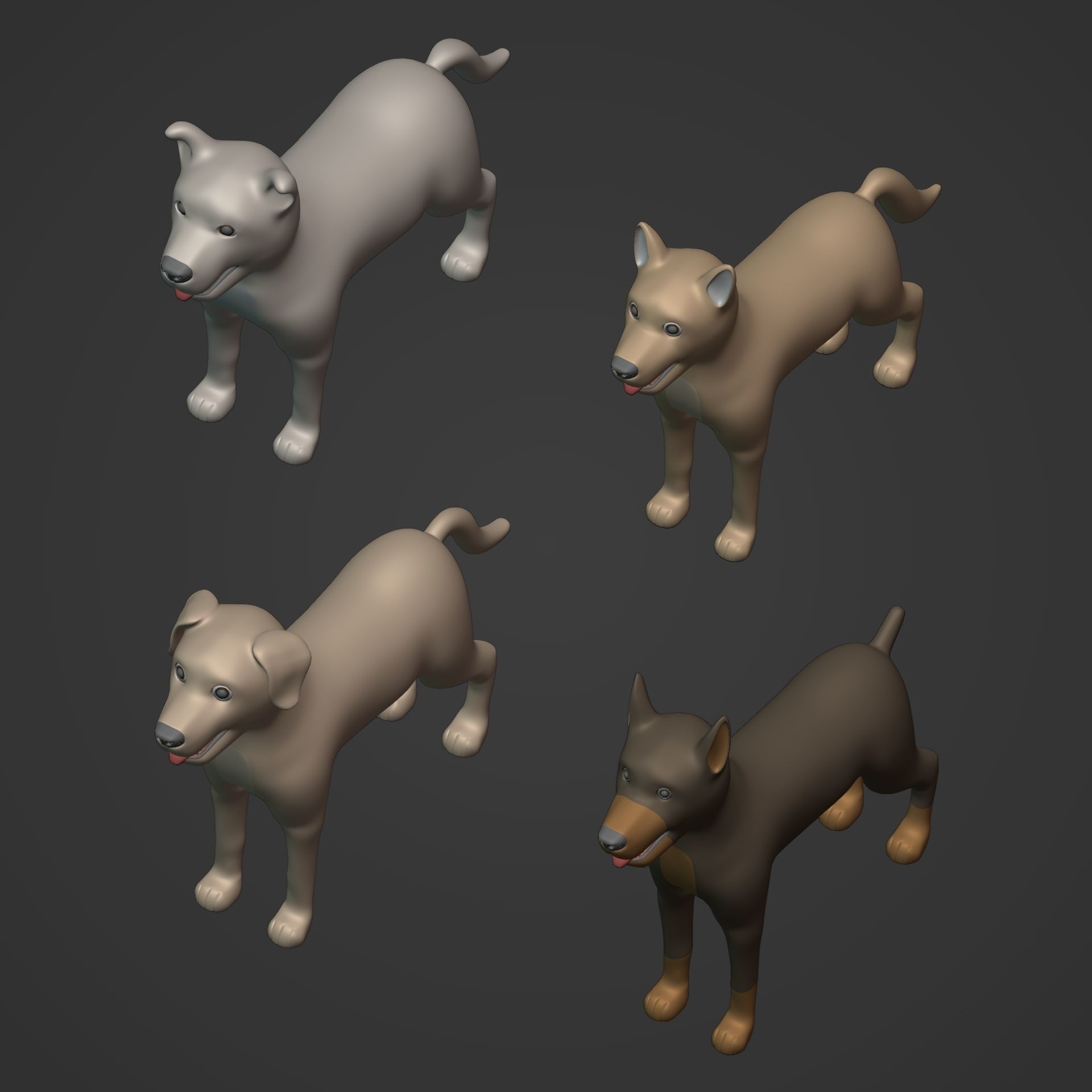 Cartoon Dog Low-poly 3D model_8