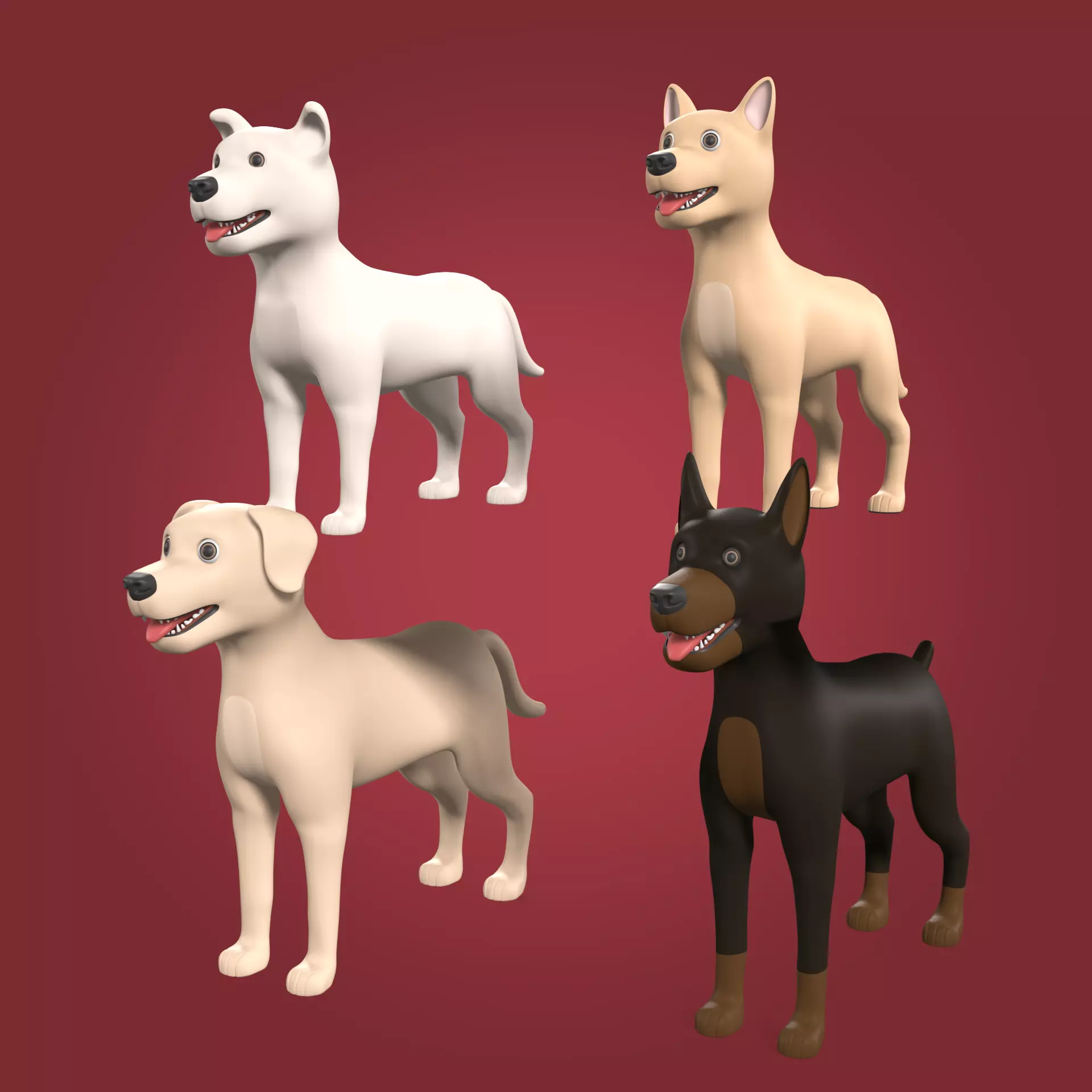 Cartoon Dog Low-poly 3D model_0
