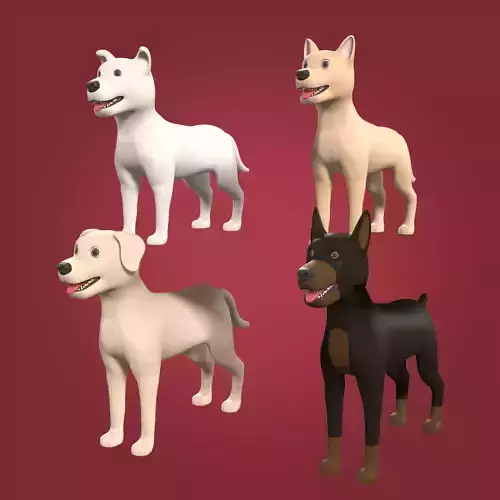 Cartoon Dog Low-poly 3D model