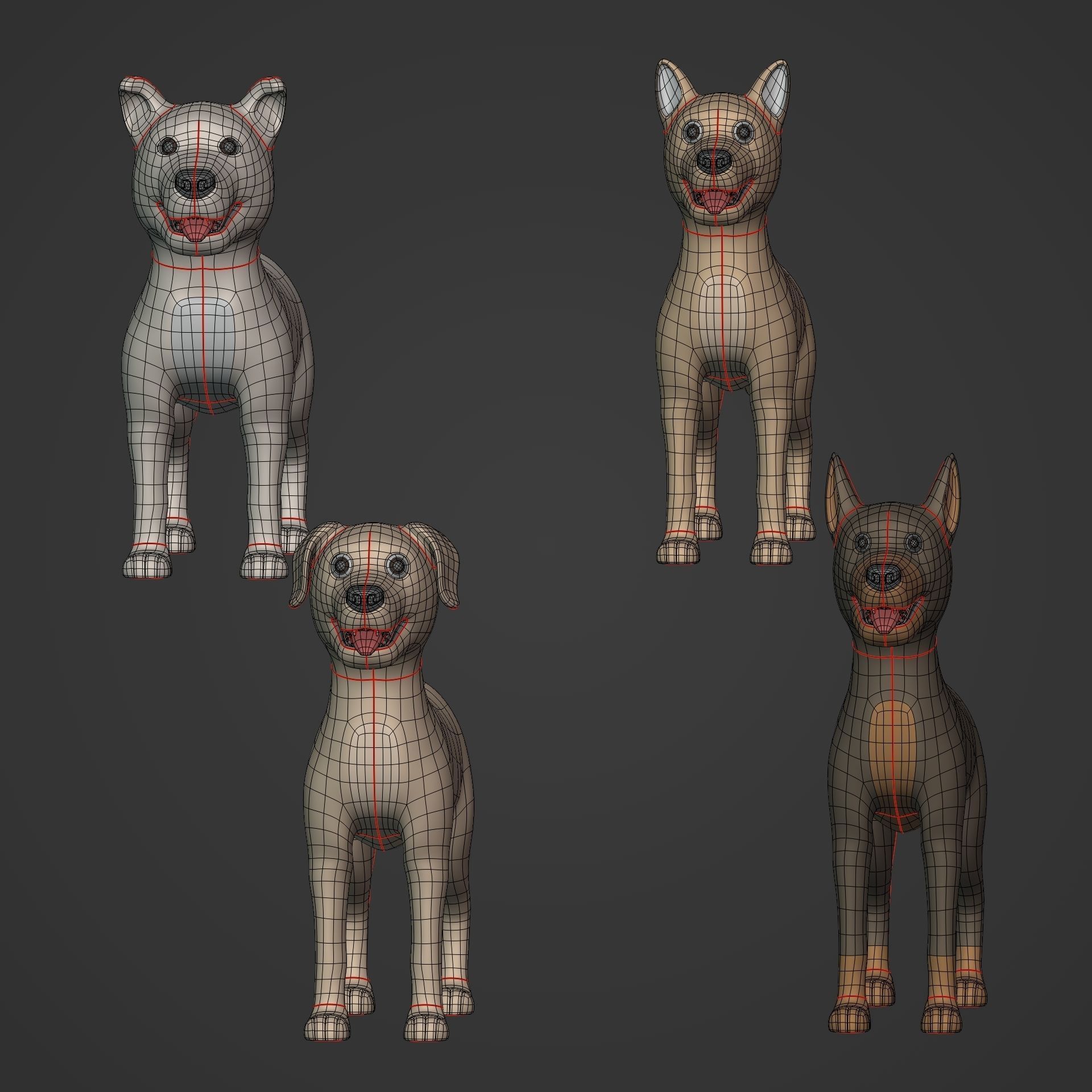 Cartoon Dog Low-poly 3D model_7