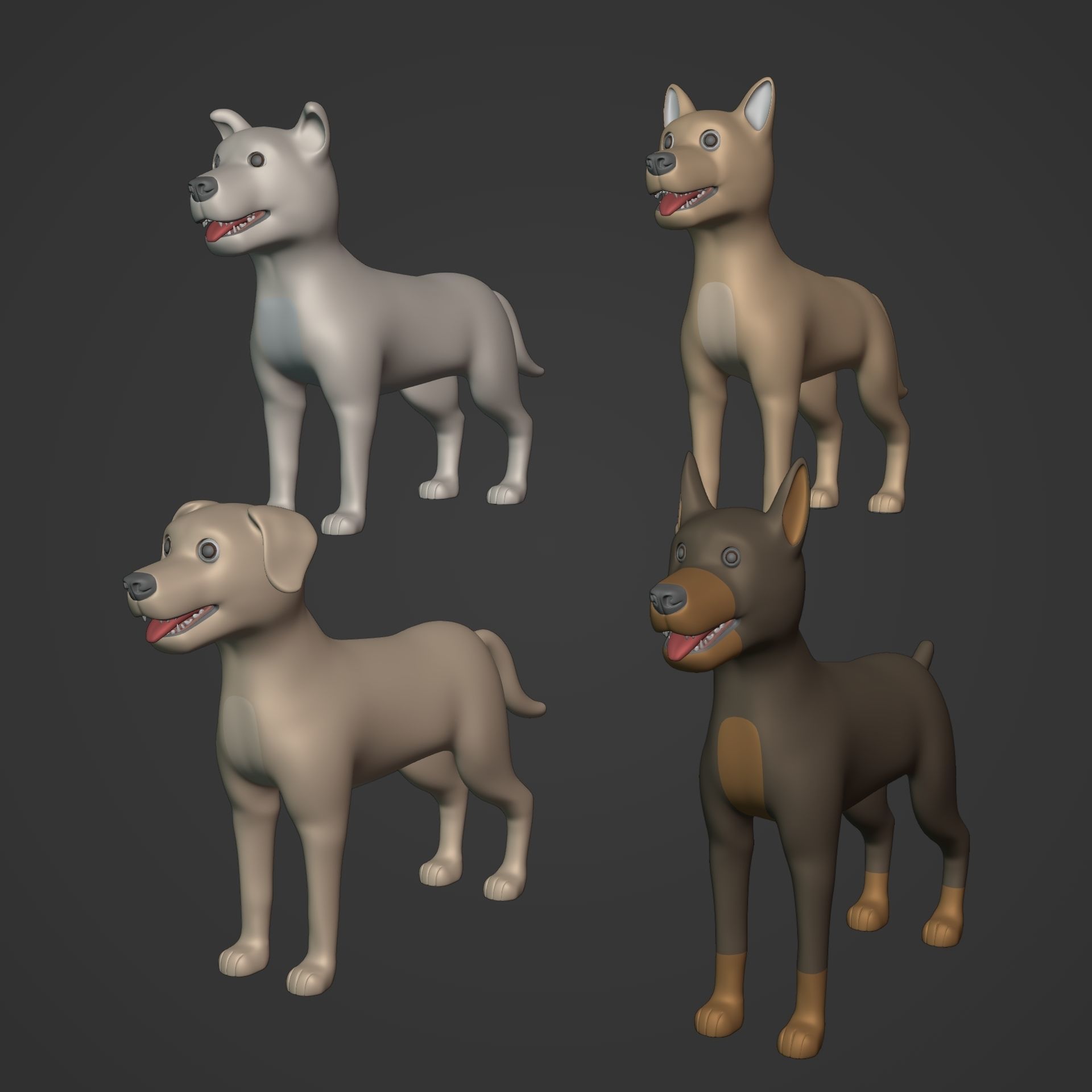 Cartoon Dog Low-poly 3D model_1