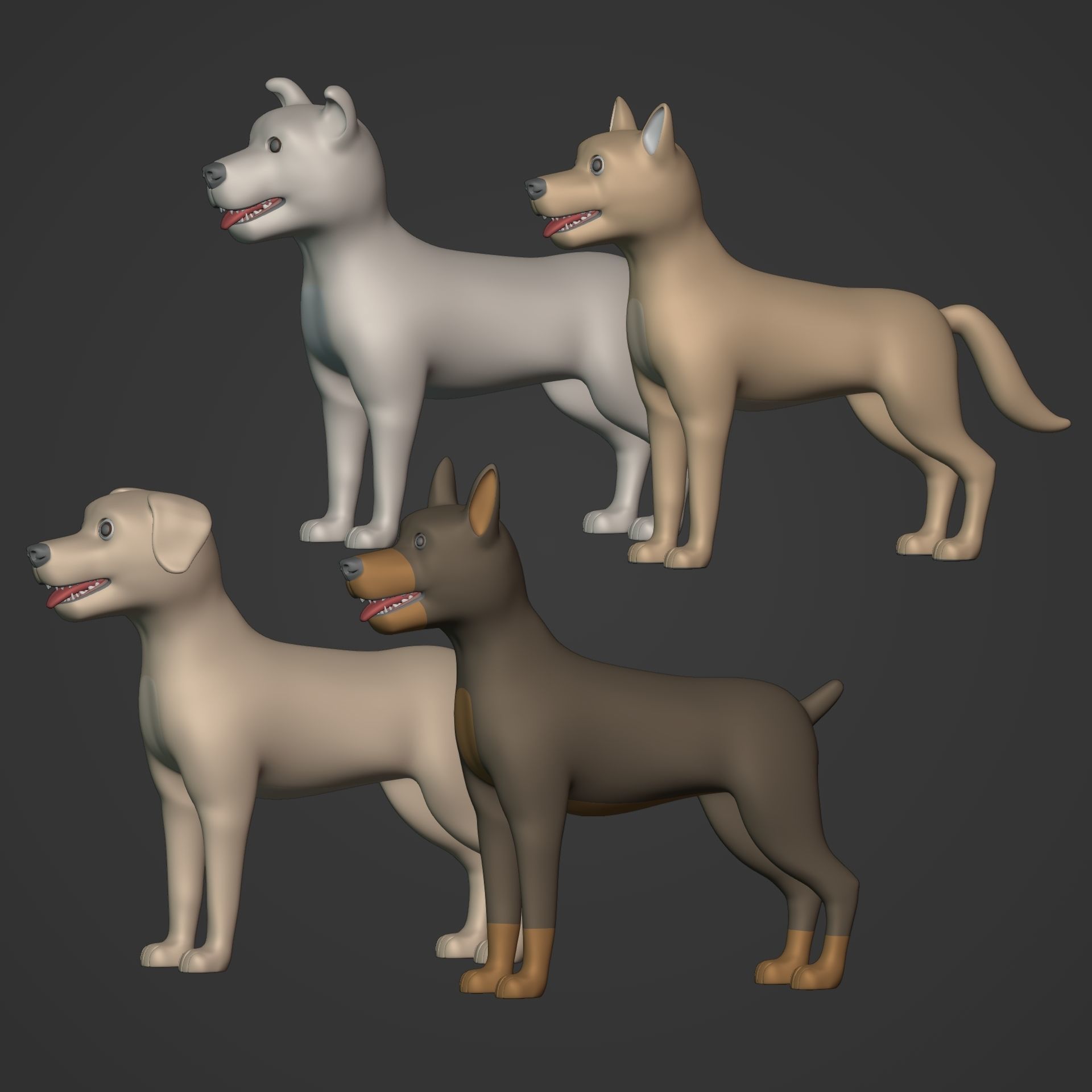 Cartoon Dog Low-poly 3D model_4