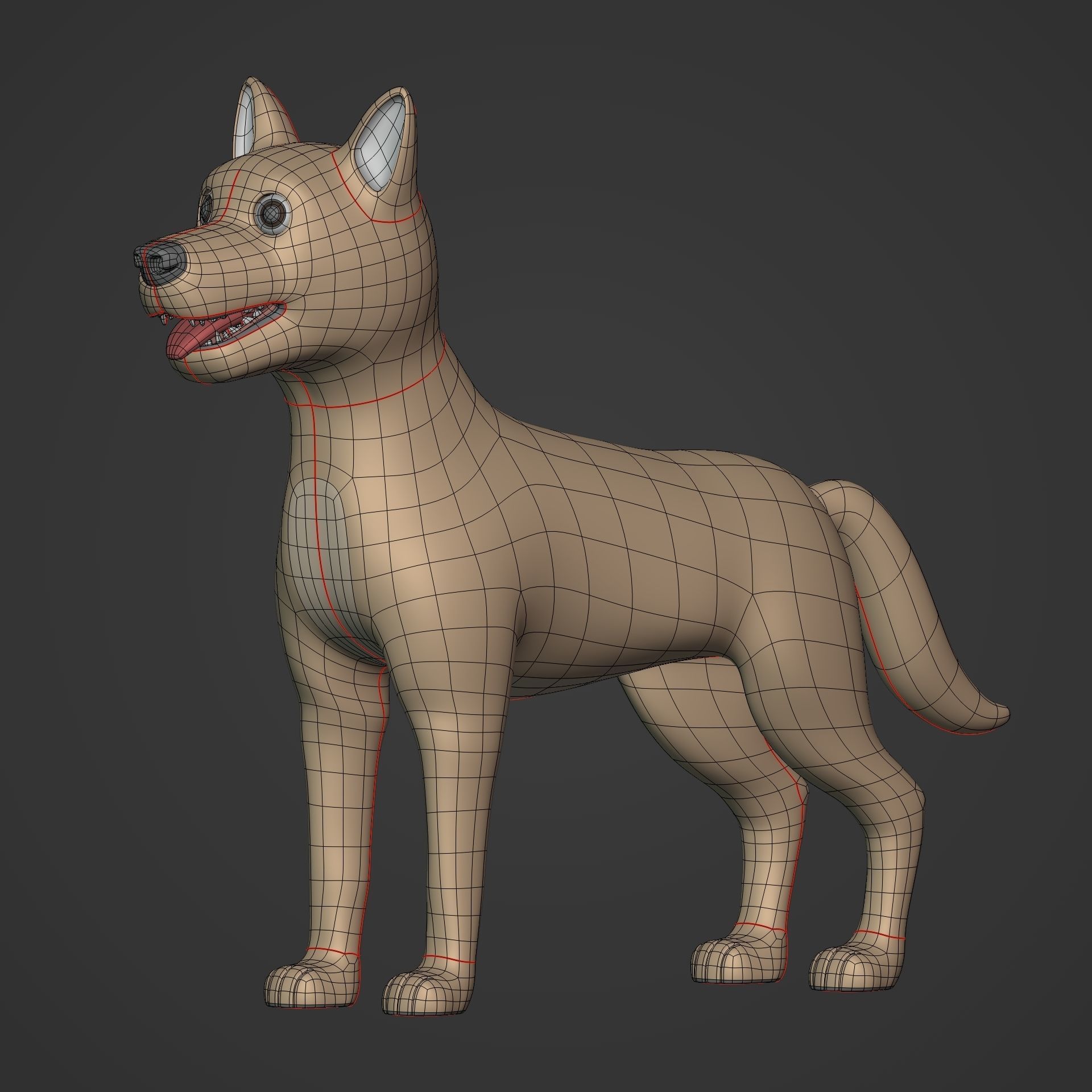 Cartoon Dog Low-poly 3D model_19