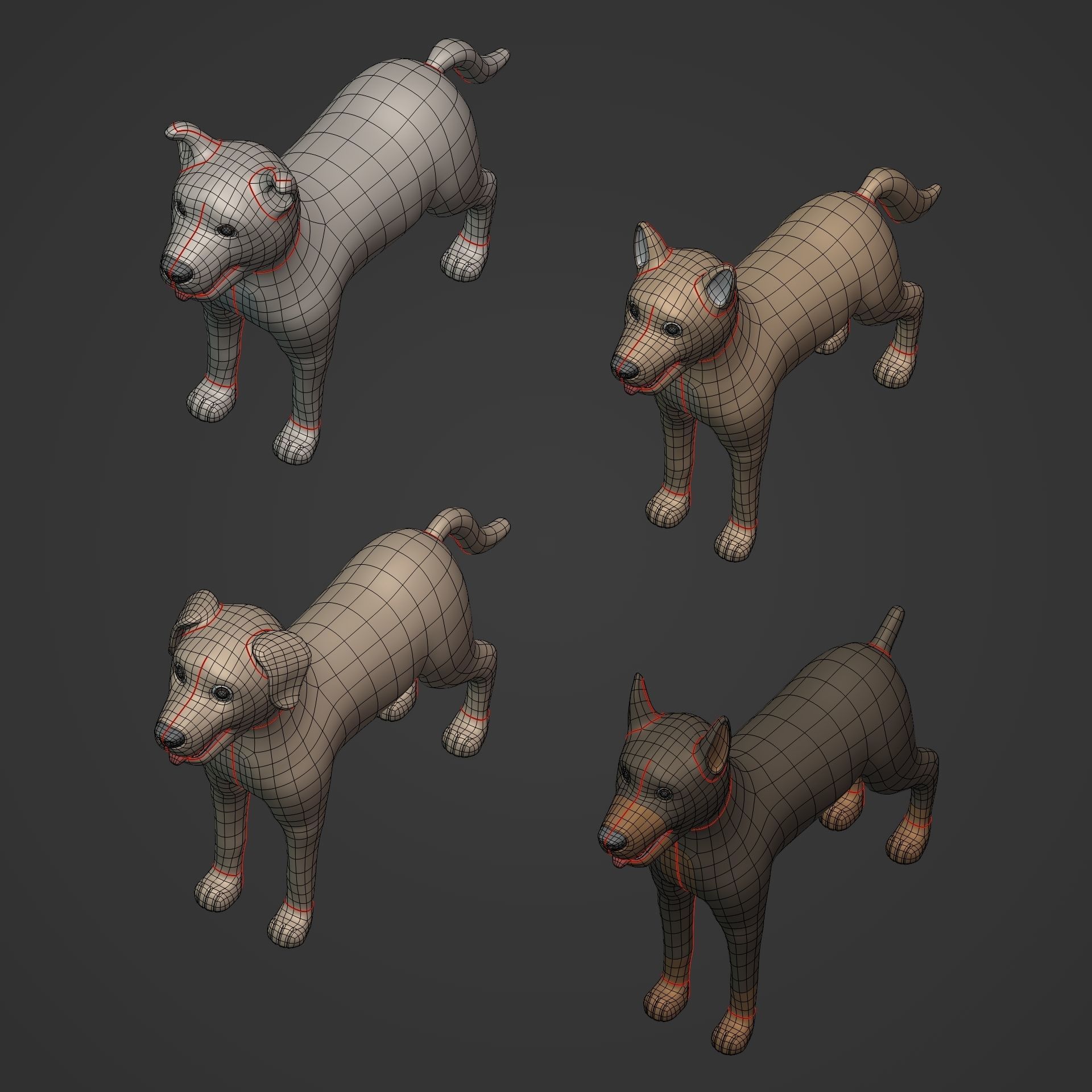 Cartoon Dog Low-poly 3D model_9