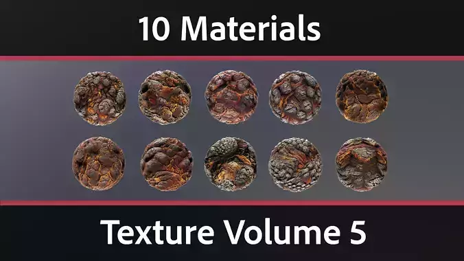 10 Materials Lava Seamless PBR Volume 5 Texture