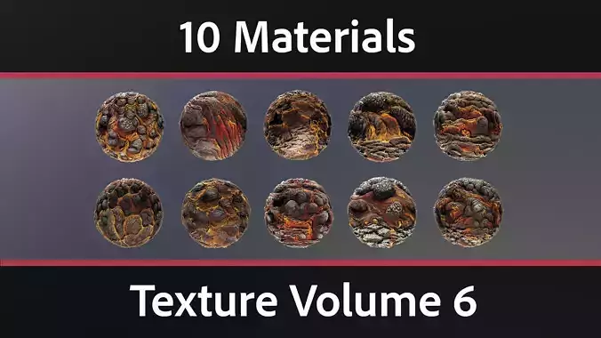 10 Materials Lava Seamless PBR Volume 6 Texture