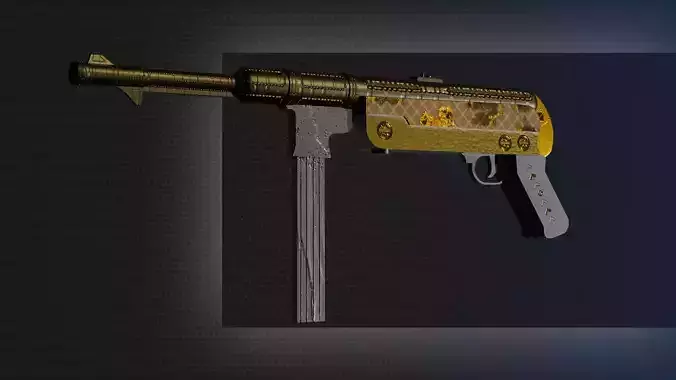 Gun Model with gold handle