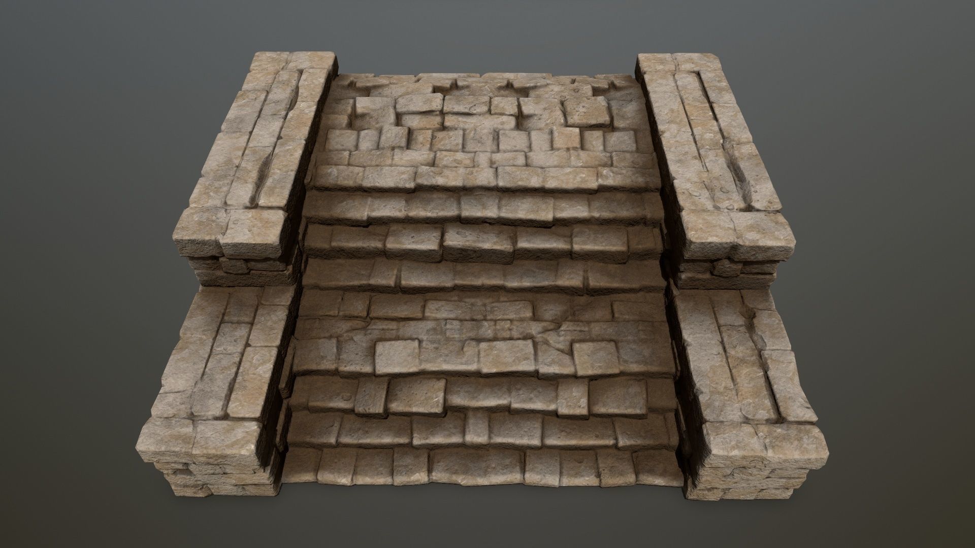 Ruin Stairs Low-poly 3D model_8
