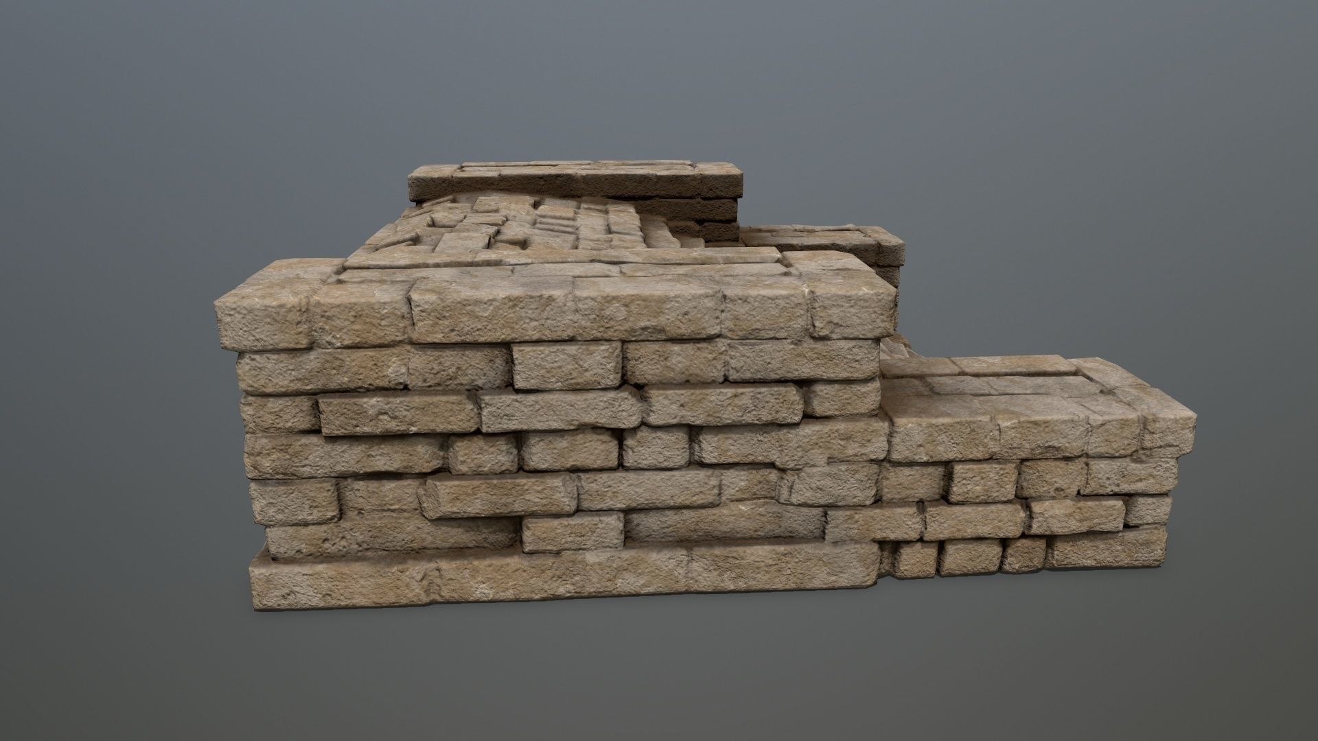 Ruin Stairs Low-poly 3D model_2