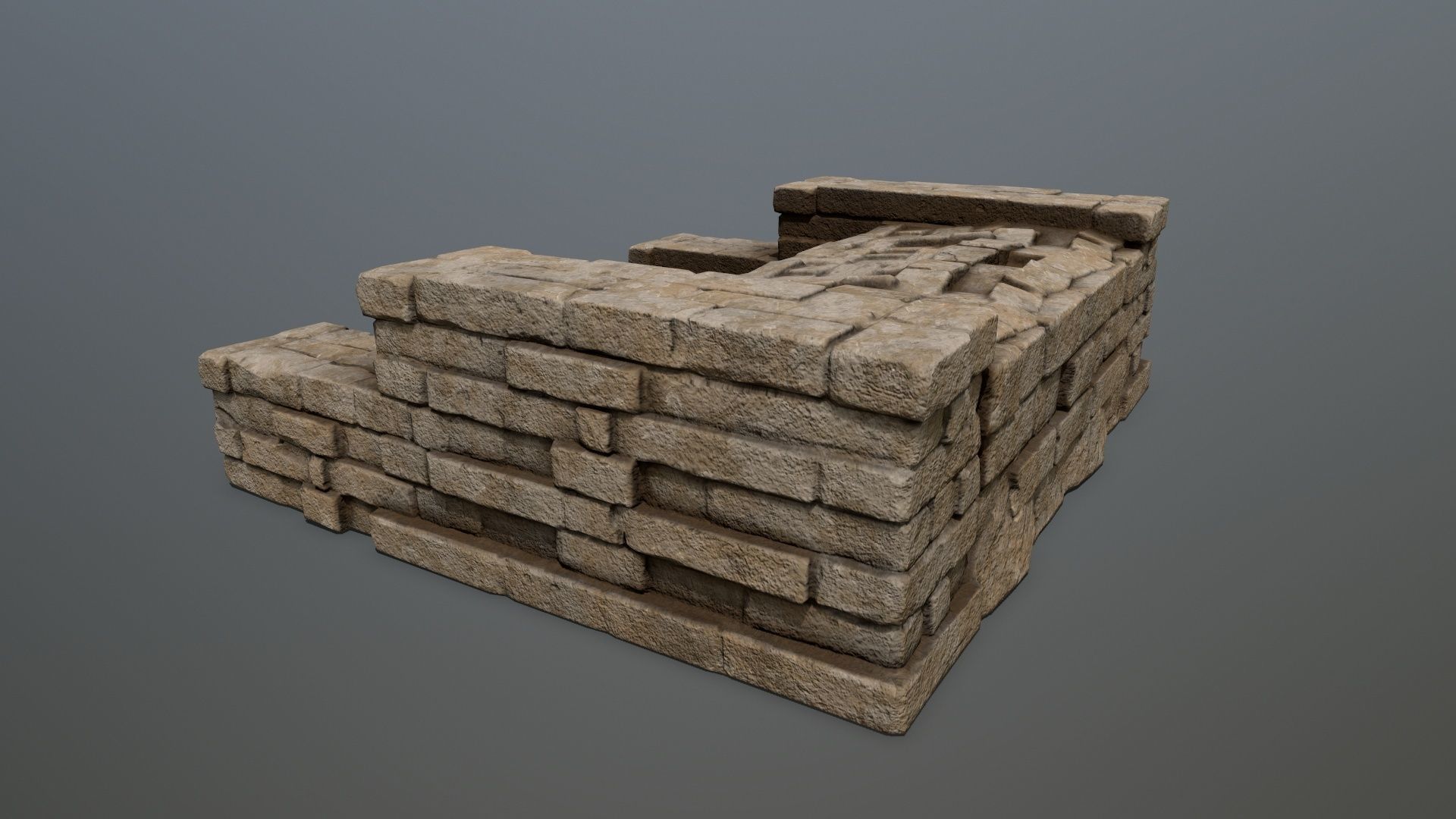 Ruin Stairs Low-poly 3D model_5