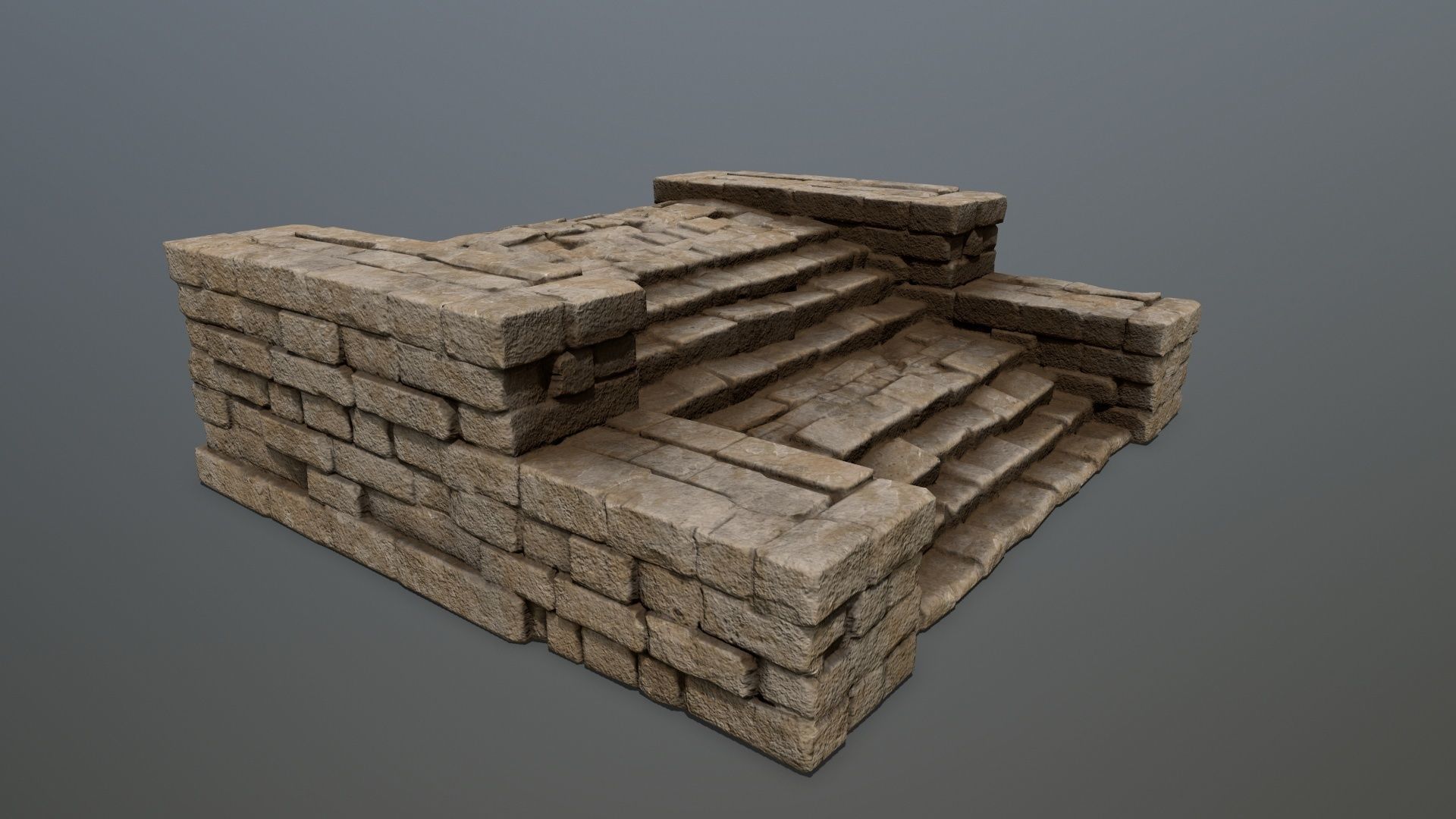Ruin Stairs Low-poly 3D model_1
