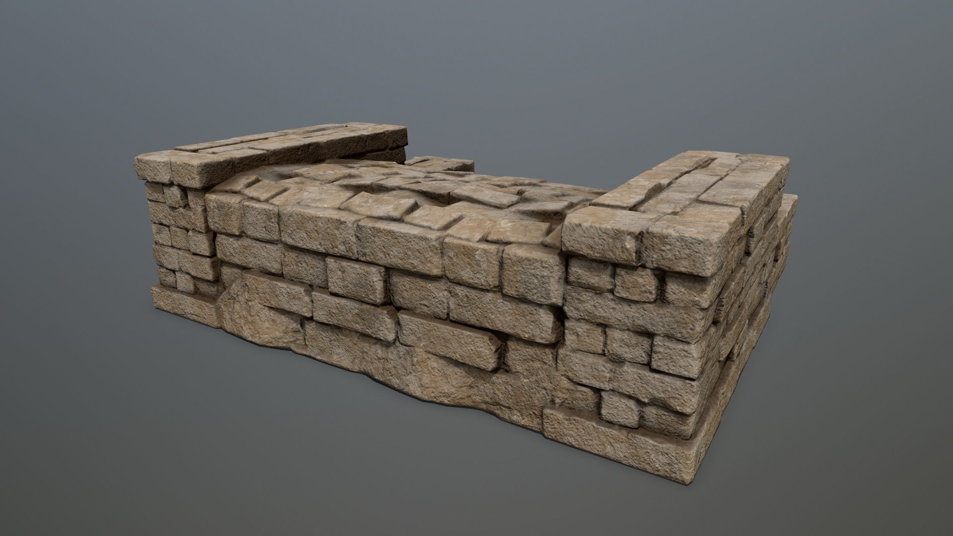 Ruin Stairs Low-poly 3D model_3