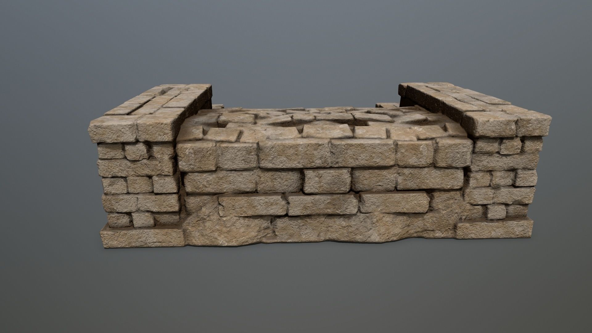 Ruin Stairs Low-poly 3D model_4