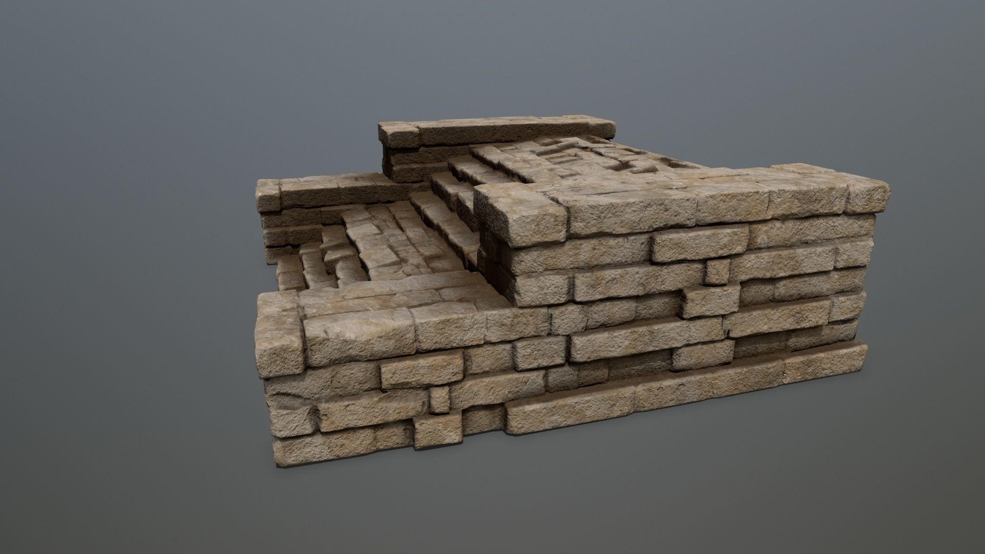 Ruin Stairs Low-poly 3D model_6