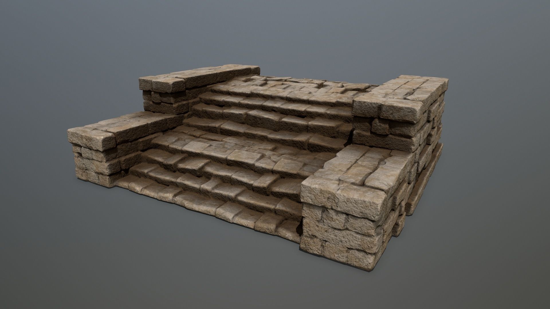Ruin Stairs Low-poly 3D model_7