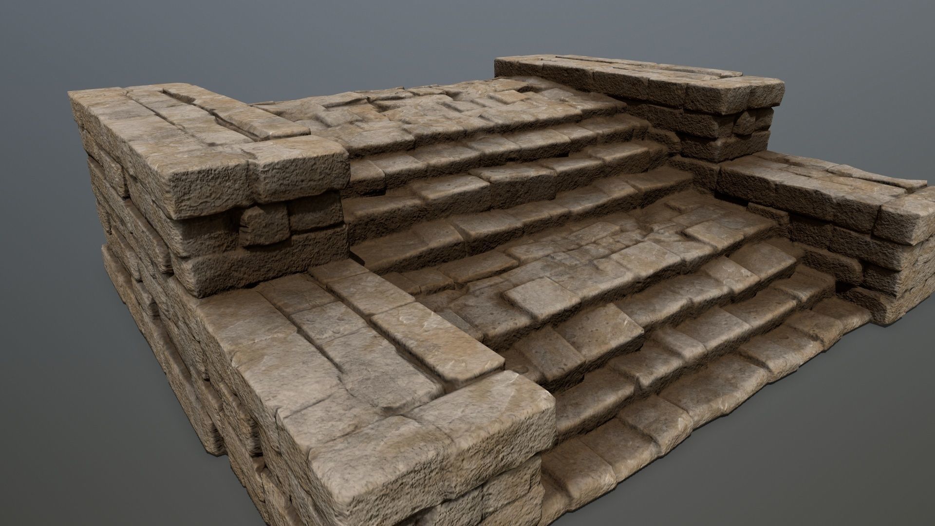 Ruin Stairs Low-poly 3D model_10