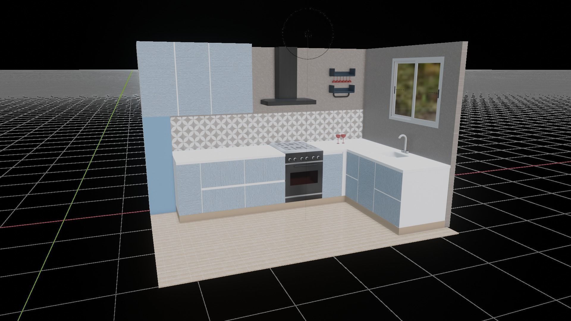 Kitchen Model with stove and sink Low-poly 3D model_4