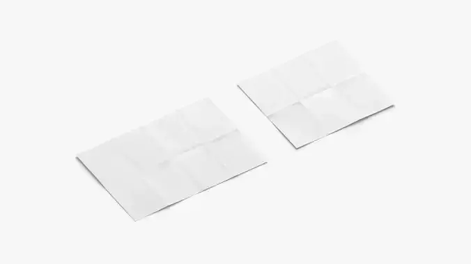 White Unfolded Booklets and Flyers - trifold flat map guide  Low-poly 3D model