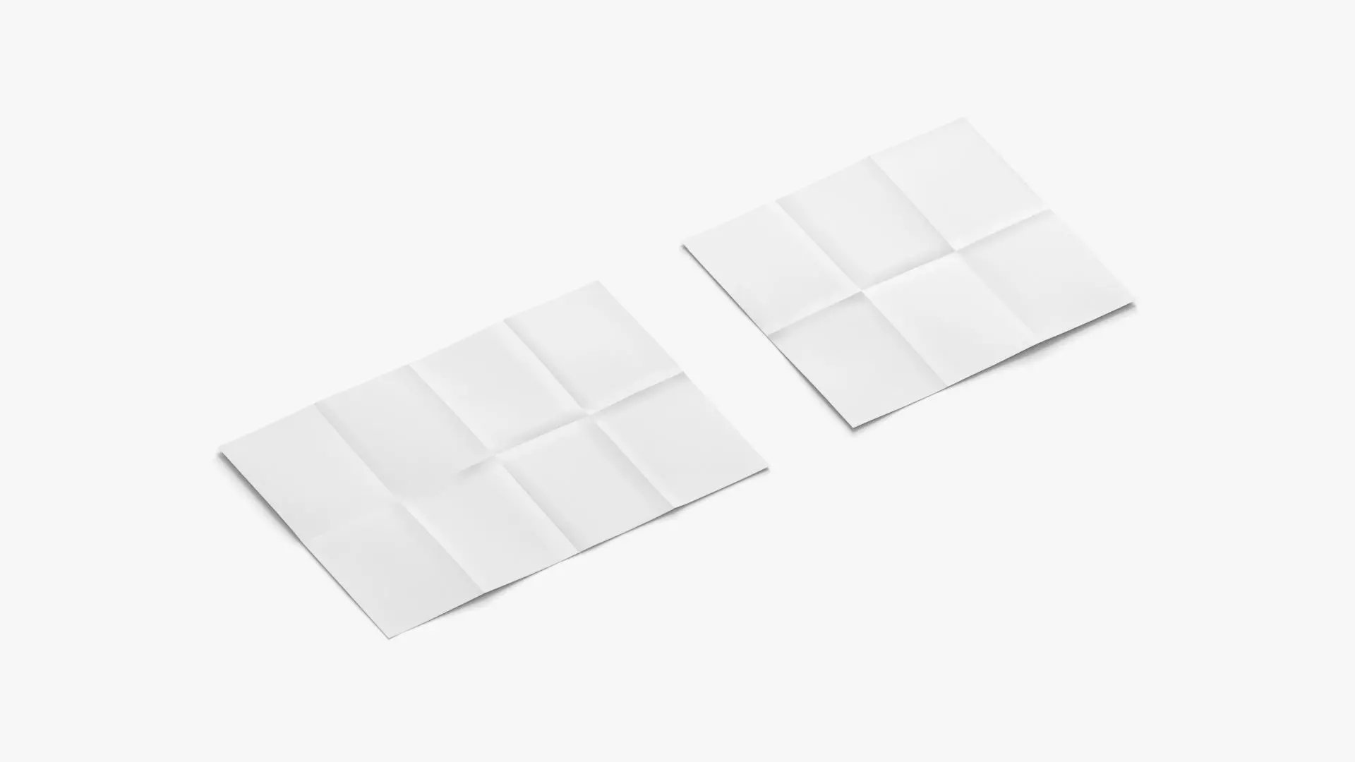 White Unfolded Booklets and Flyers - trifold flat map guide Low-poly 3D model