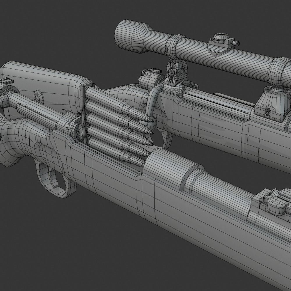 Karabiner 98k Sniper Low-poly 3D model_17