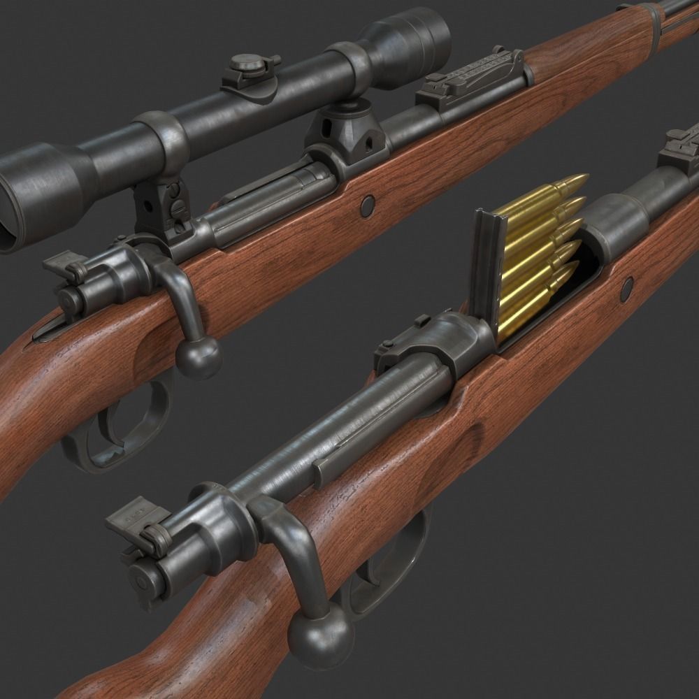 Karabiner 98k Sniper Low-poly 3D model_15