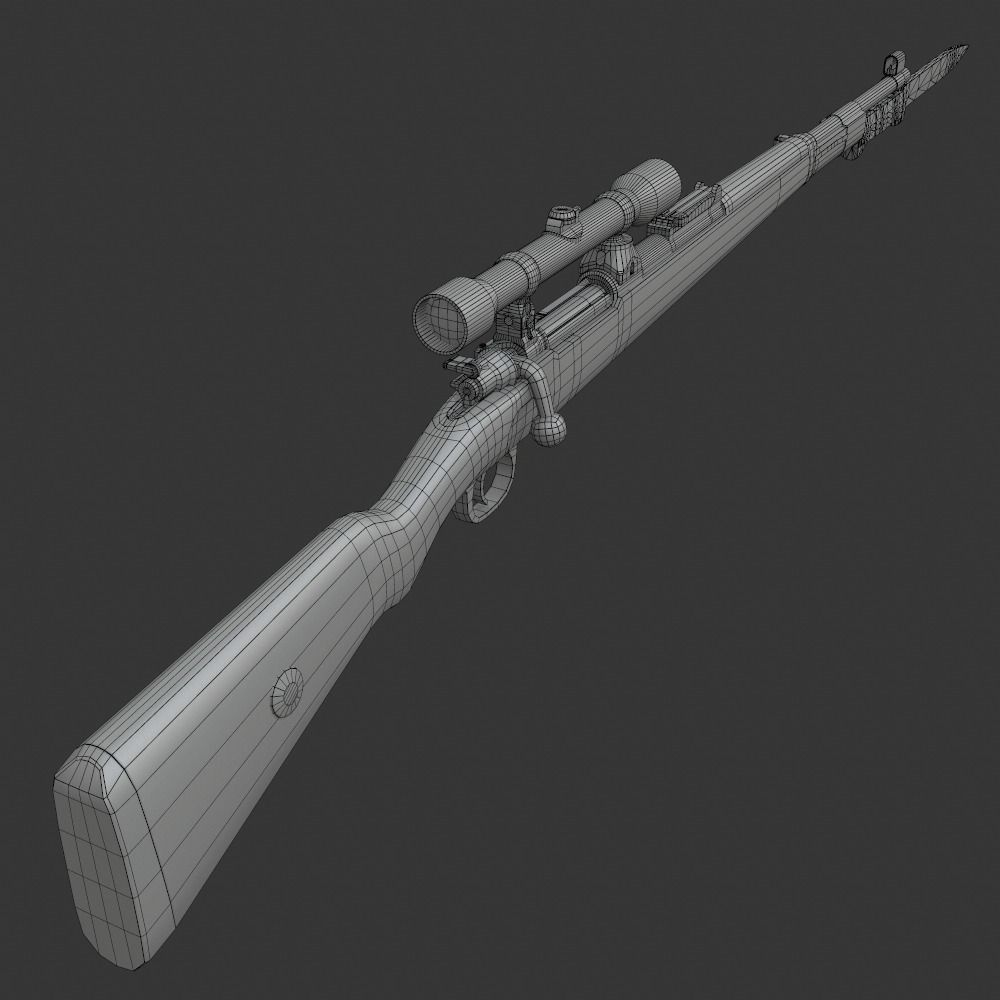 Karabiner 98k Sniper Low-poly 3D model_12
