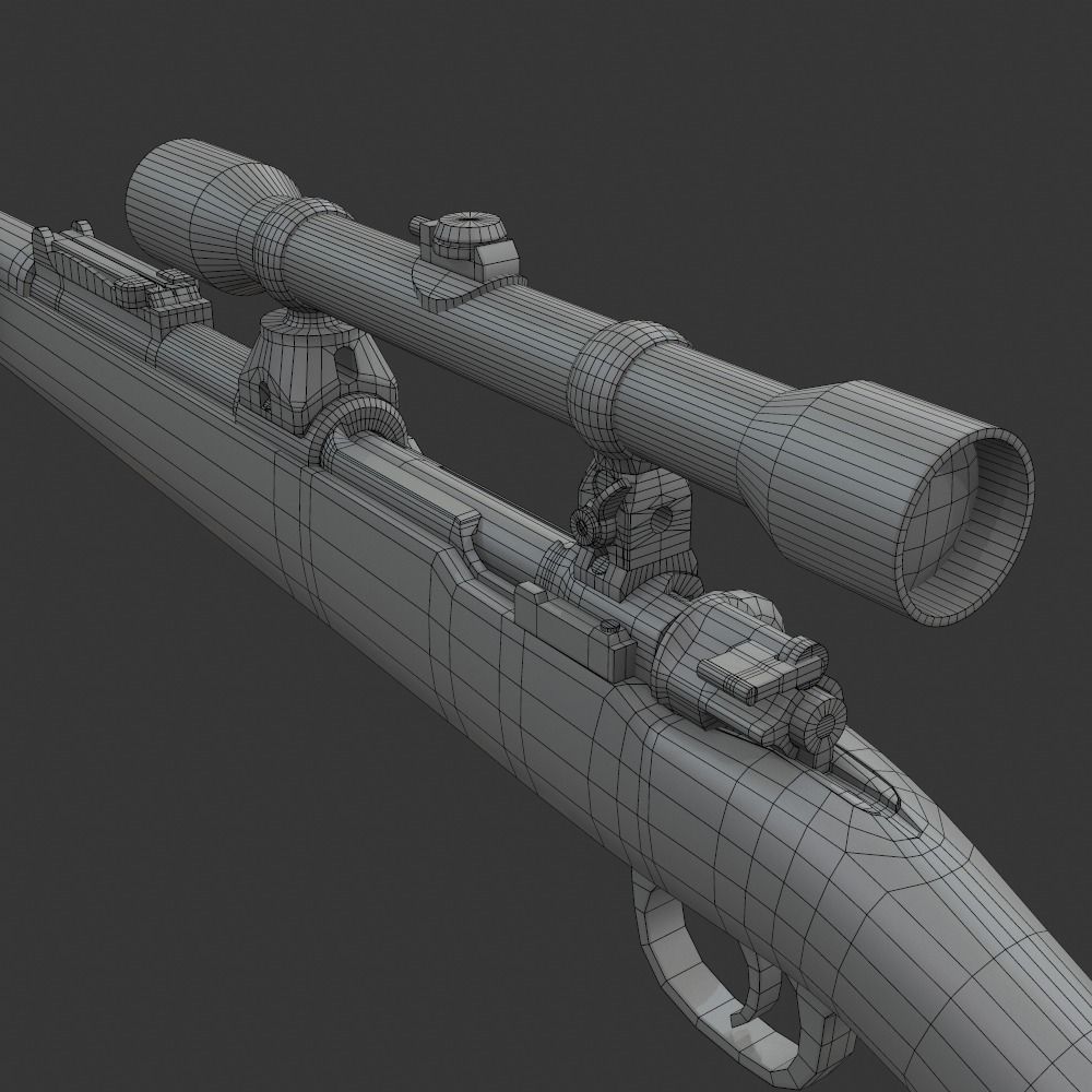 Karabiner 98k Sniper Low-poly 3D model_13