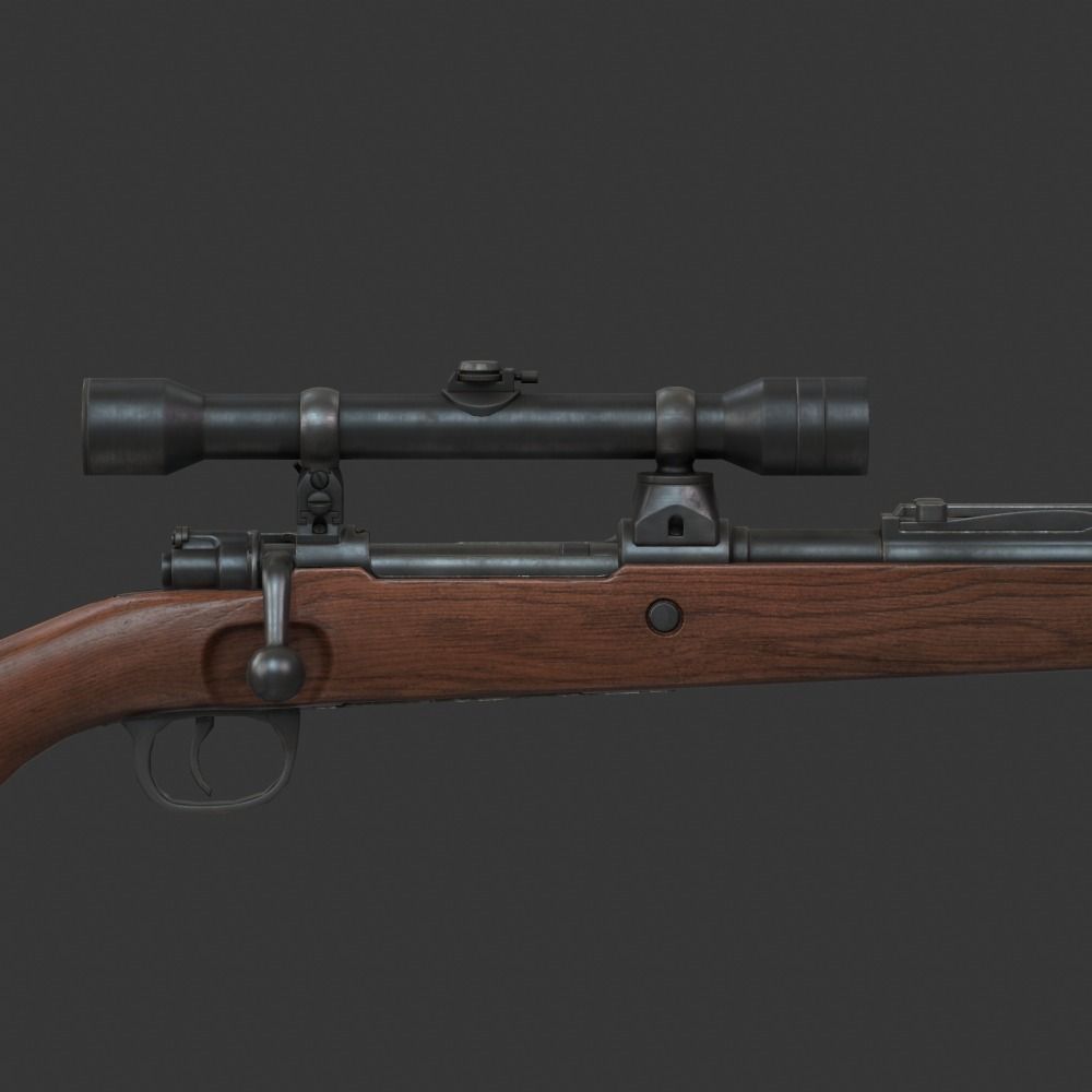 Karabiner 98k Sniper Low-poly 3D model_3