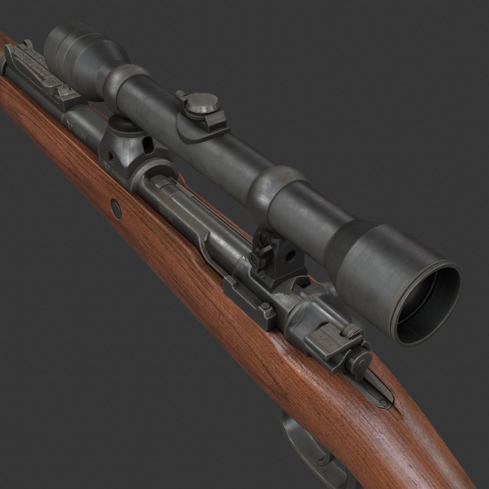 Karabiner 98k Sniper Low-poly 3D model_4