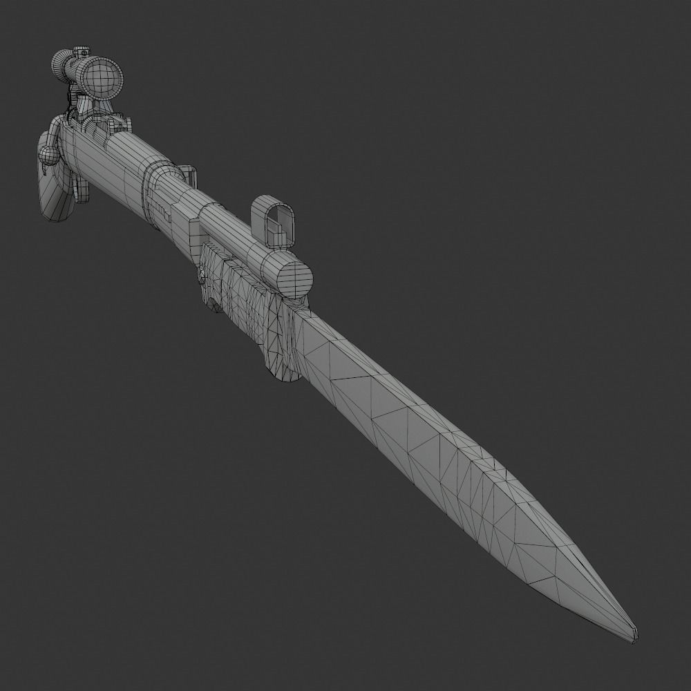 Karabiner 98k Sniper Low-poly 3D model_14