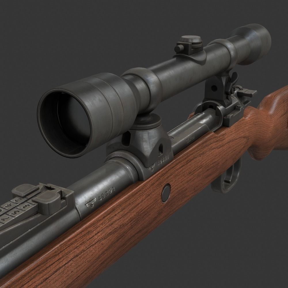 Karabiner 98k Sniper Low-poly 3D model_5